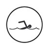 Para swimming - Stick person with arm reaching over their head as they swim (grey and white)