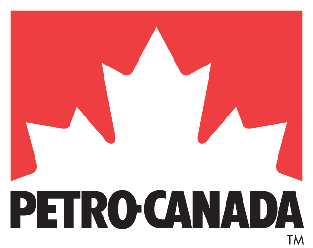 Petro Canada logo - red background with white tips of maple leaf in the foreground