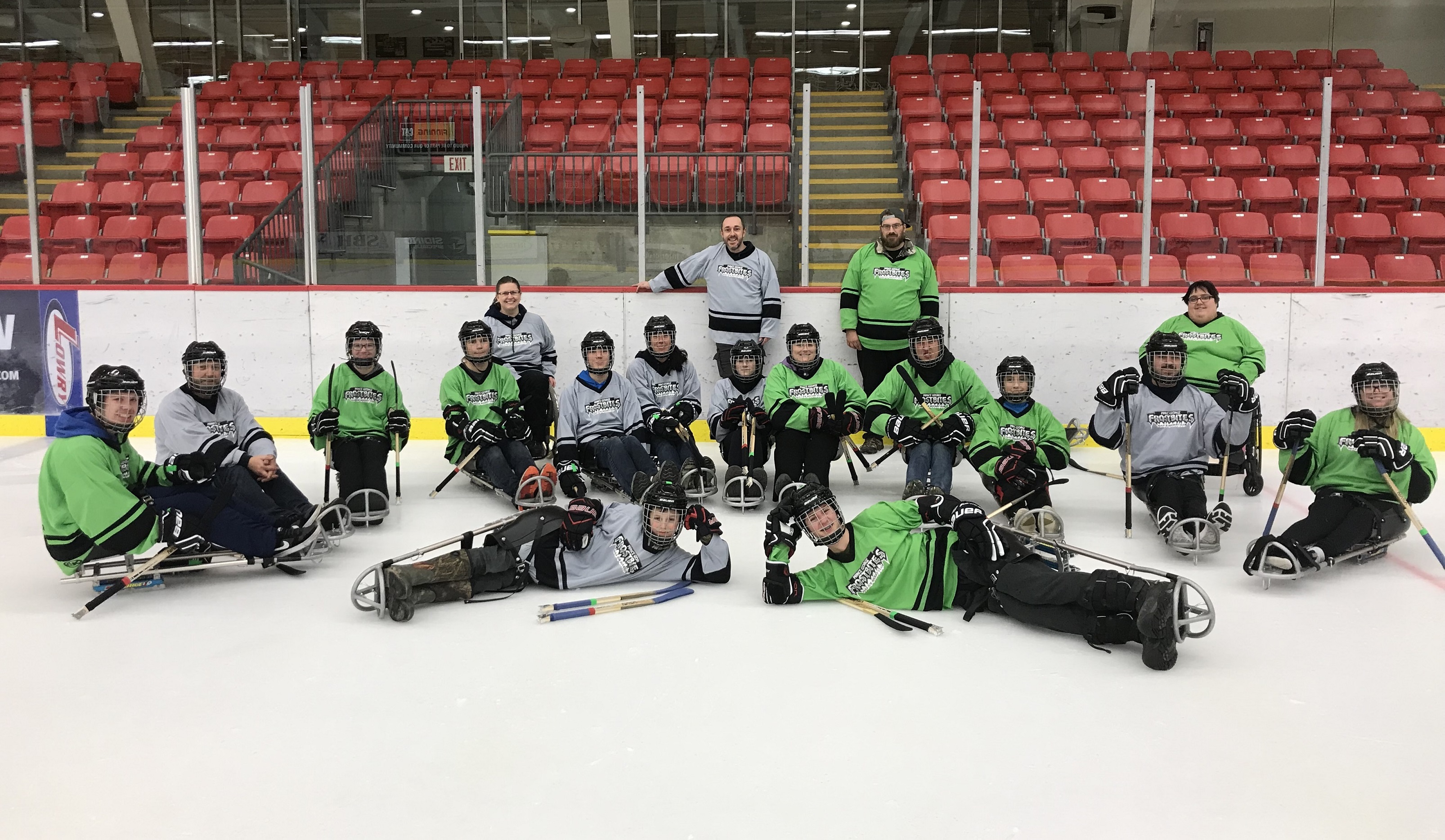 A group of Para ice hockey players part of the Northern Adapted Sports Association in Prince George a