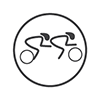 Road Cycling - Stick people racing in a tandem (2 person) bicycle (grey and white)
