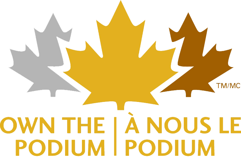 OTP Logo, maple leafs set up in colour by podium position (silver, gold and bronze)