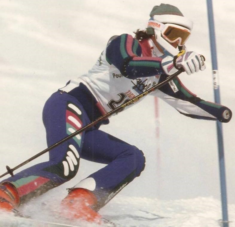 Caroline Viau skiing in 1992