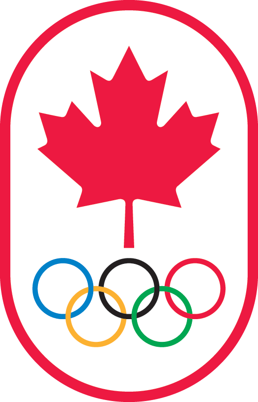 Canadian Olympic Committee logo, red oval with olympic rings within it