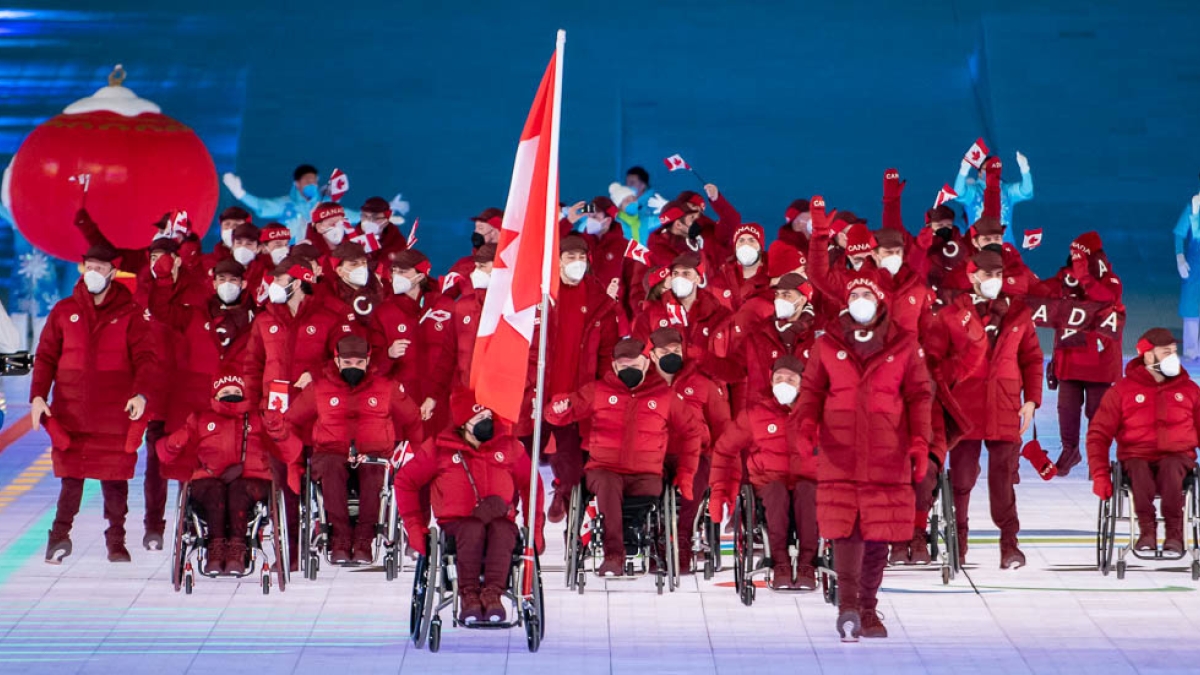 Canada enters the stadium for the Beijing 2022 Paralympic Winter Games Opening Ceremony