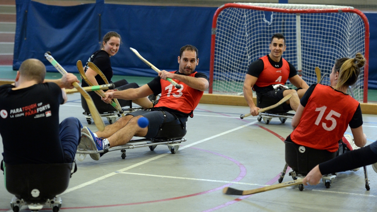 ParaTough Cup participants compete in Para ice hockey.