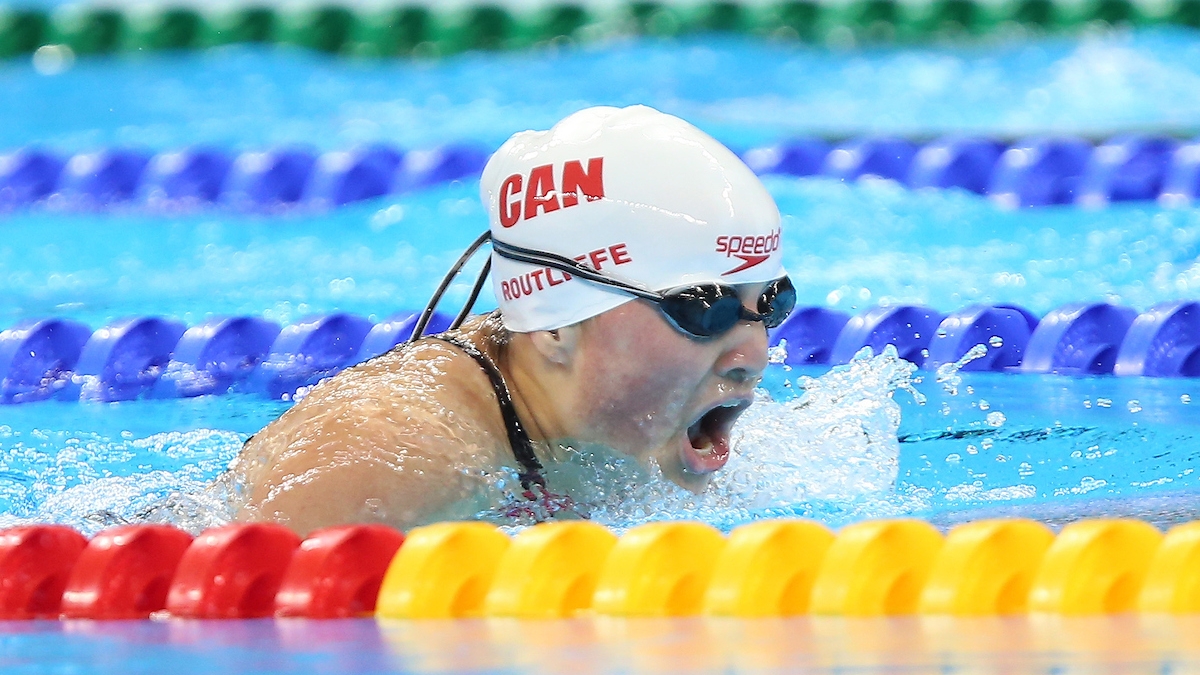 Para swimmer Tess Routliffe in the breaststroke at the Rio 2016 Paralympic Games