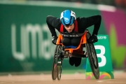 Ben Brown competes in wheelchair racing at the Lima 2019 games