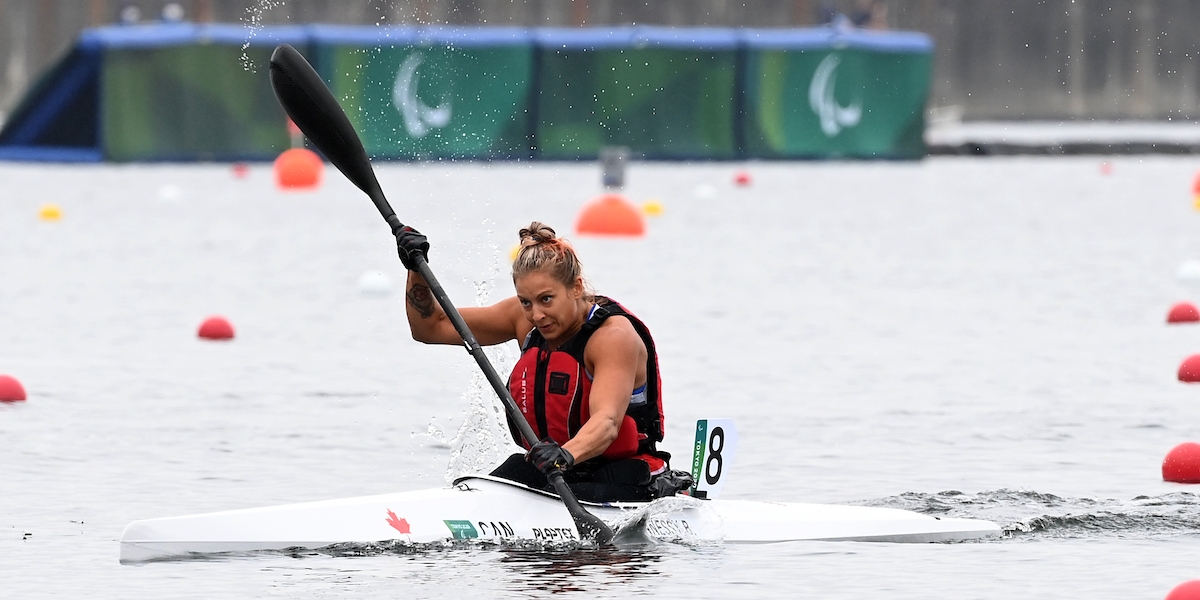 Brianna Hennessy competes in para canoe