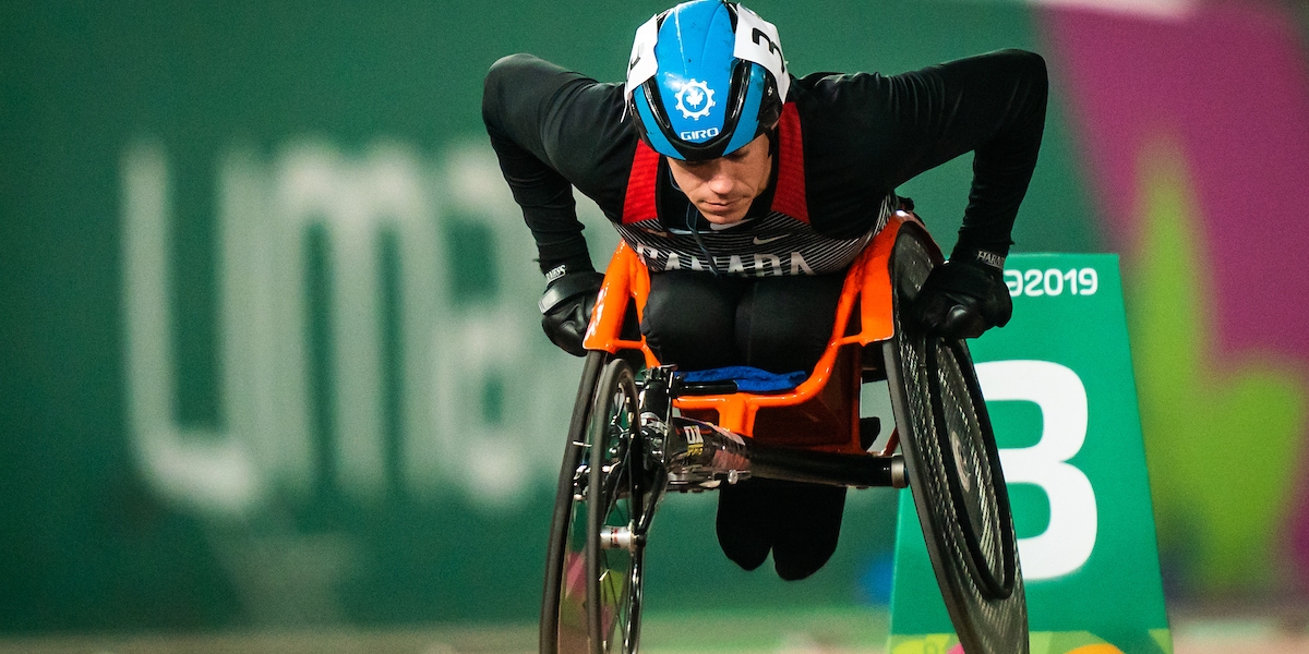 Ben Brown competes in wheelchair racing at the Lima 2019 games