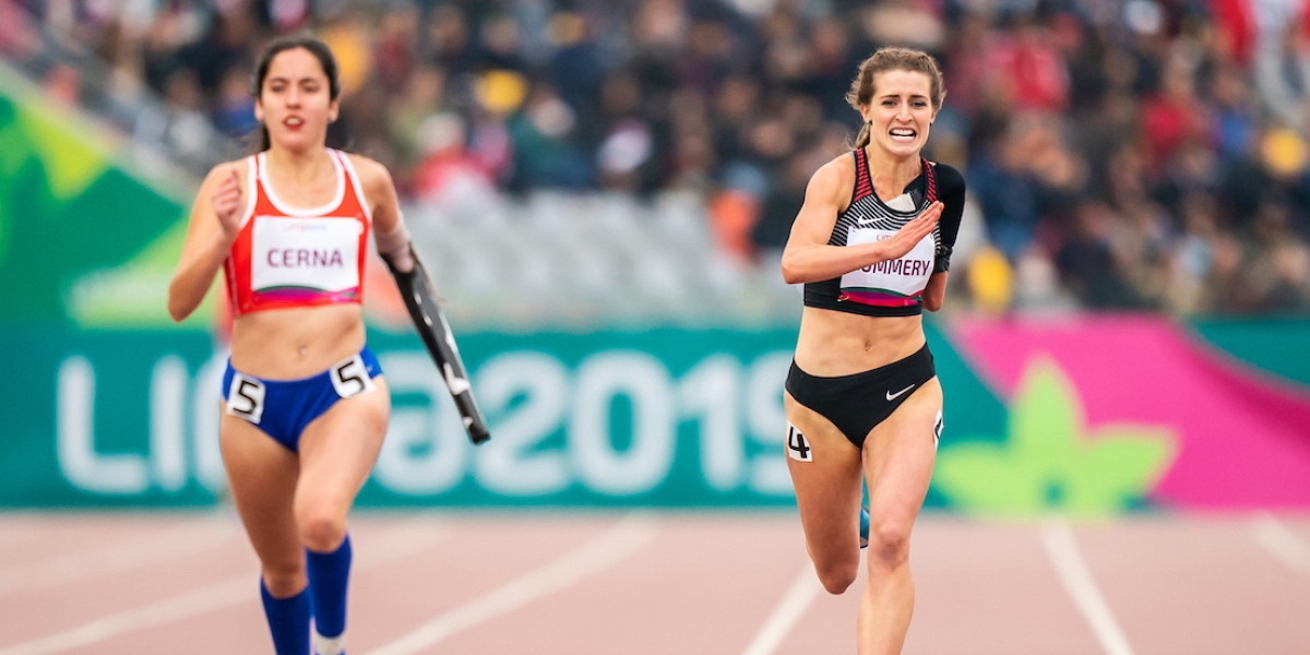 Amanda Rummery races at the Lima 2019 games
