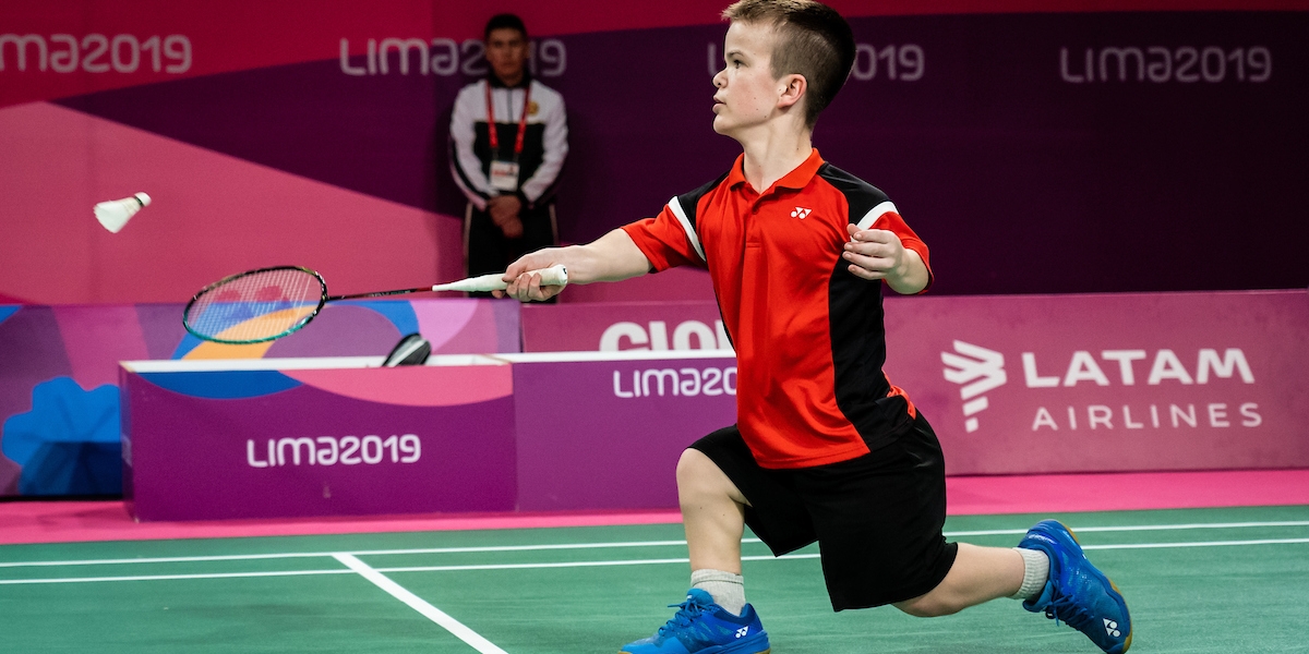 Wyatt Lightfoot competes in Para Badminton at Lima 2019
