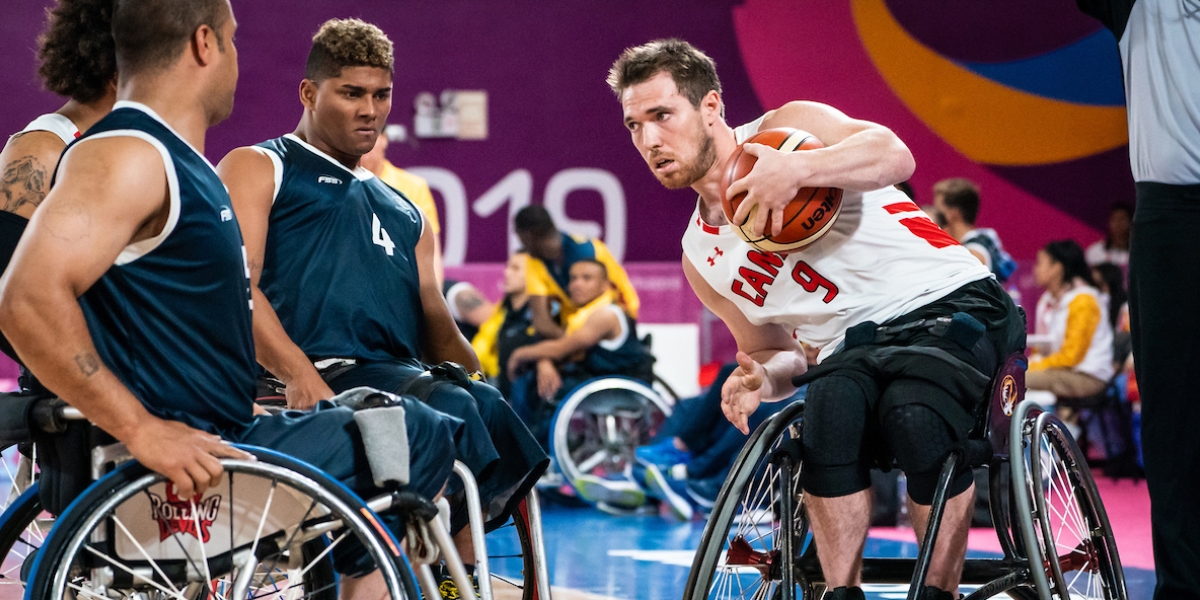 Colin Higgins during the gold medal game at Lima 2019
