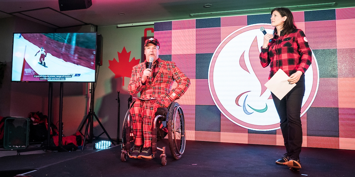 Caroline onstage at the Canadian Paralympic House in Korea