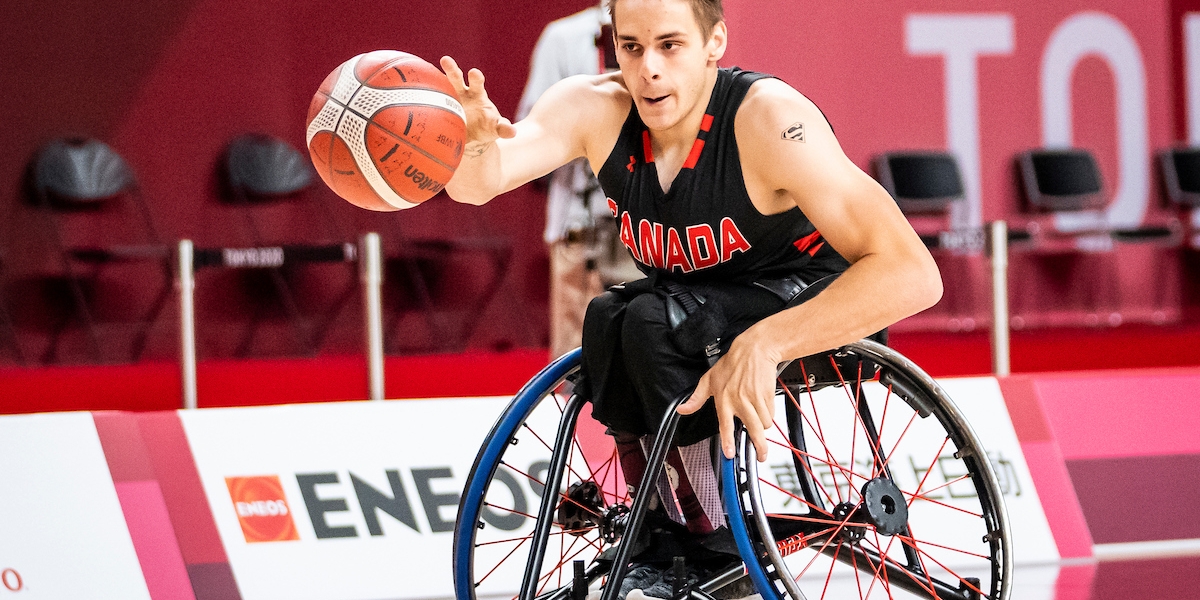 Vincent Dallaire in wheelchair basketball action