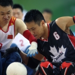 Ian Chan playing wheelchair rugby