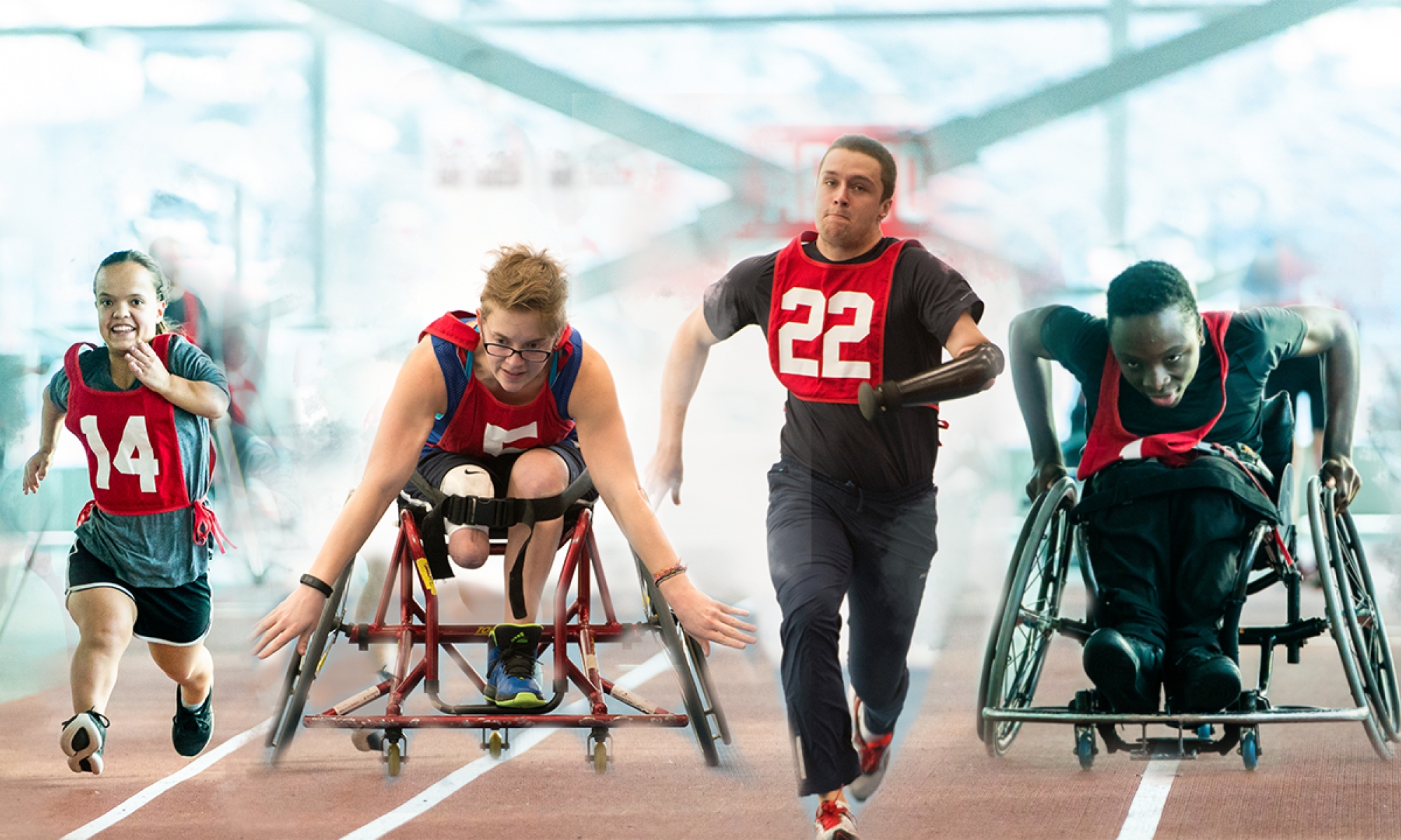 athletes running in wheelchairs, upper limb impairment,and short stature