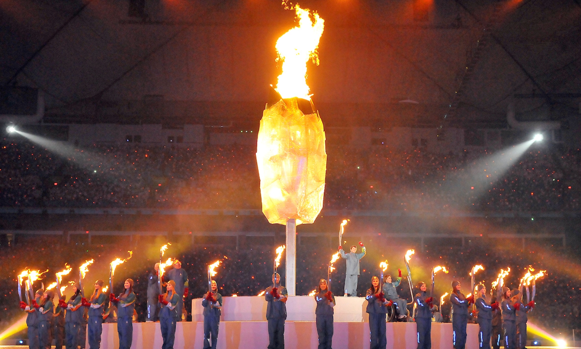 Paralympic flame at the opening ceremonies in Vancouver
