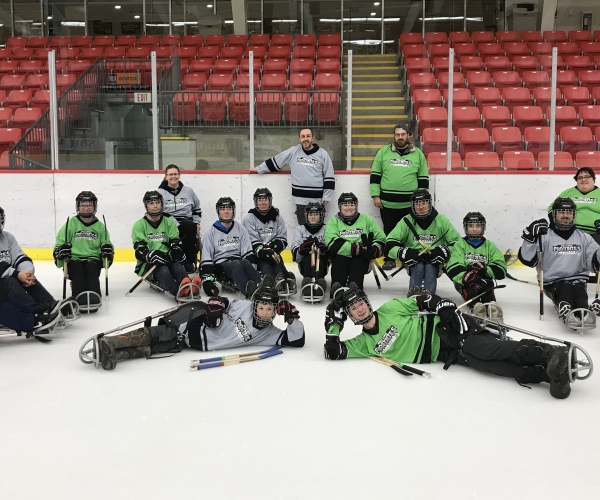 A group of Para ice hockey players part of the Northern Adapted Sports Association in Prince George a