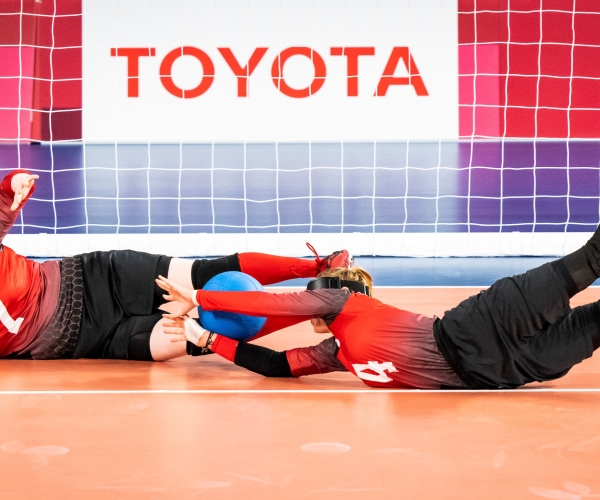 Canadian women's goalball team in action at Tokyo 2020