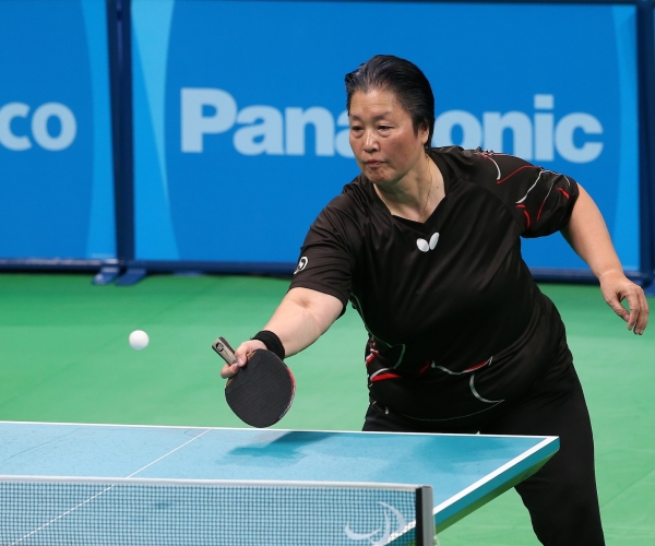 Stephanie Chan competes in Para table tennis at Rio 2016. 