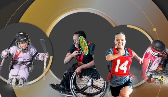 athletes graphic with a gold circle background