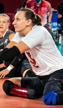Danielle Ellis plays sitting volleyball