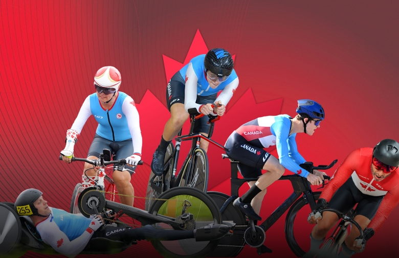 Image of Charles Moreau, Shelley Gautier, Keely Shaw, Alexandre Hayward, and Tarek Dahab in Para cycling competition