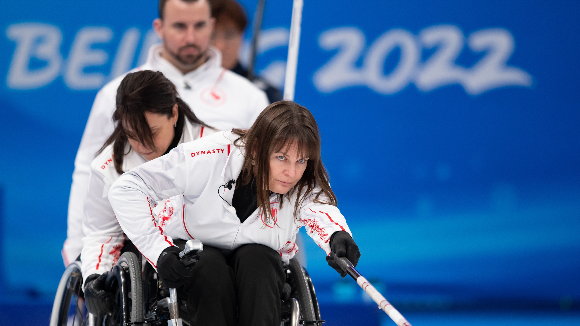 Ina Forrest throwing a stone