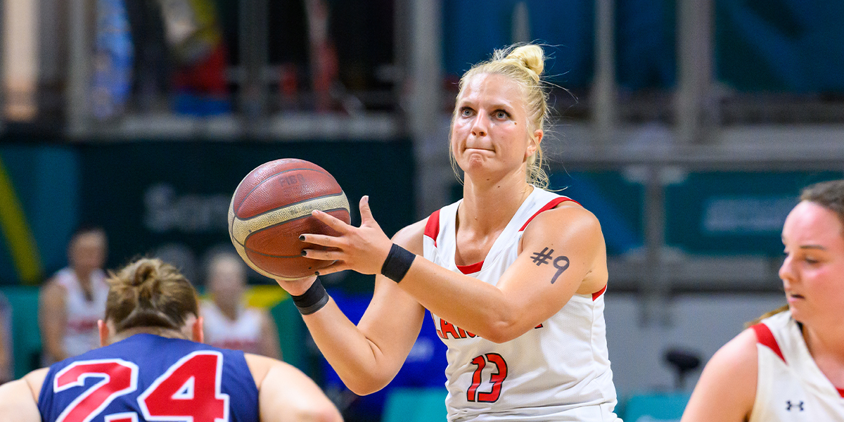 Canadian Wheelchair basketball player Kady Dandeneau competes during a match at the Santiago 2023 Parapan American Games.