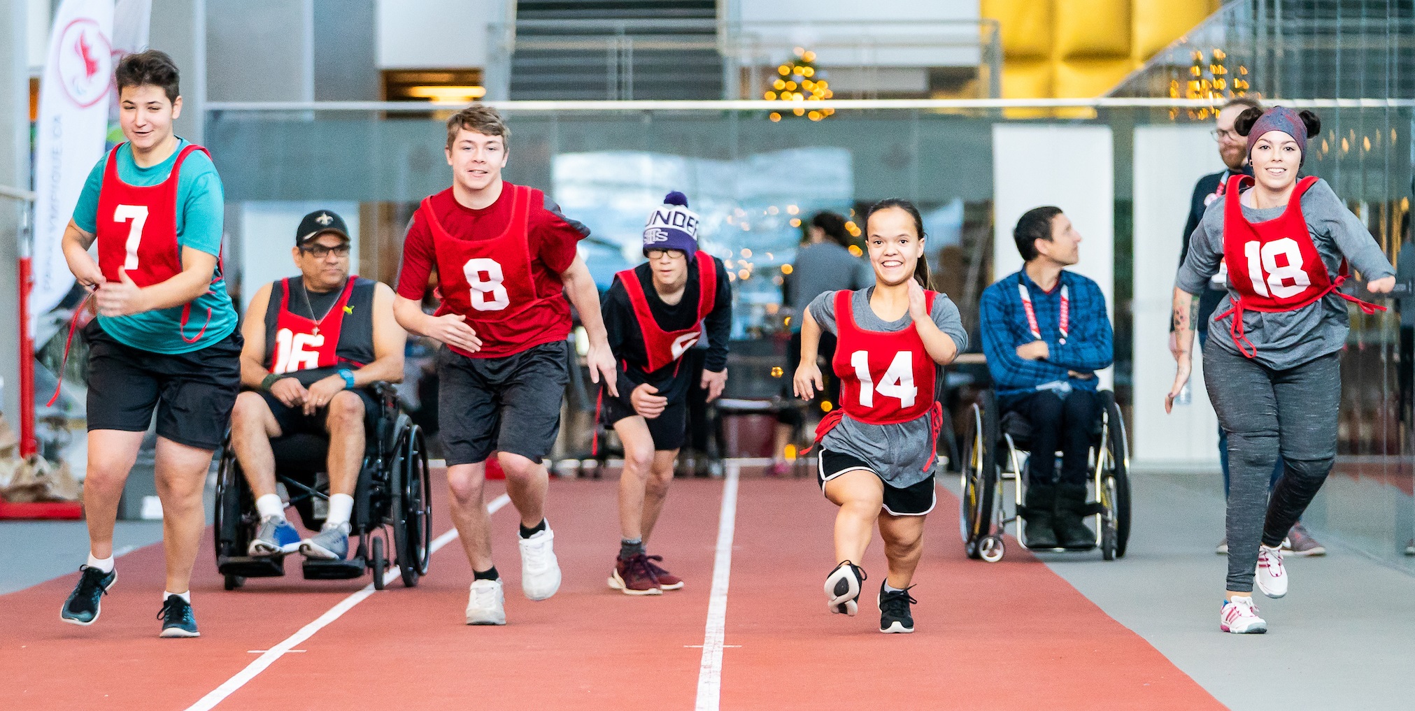 Paralympian Search participants doing a running drill.