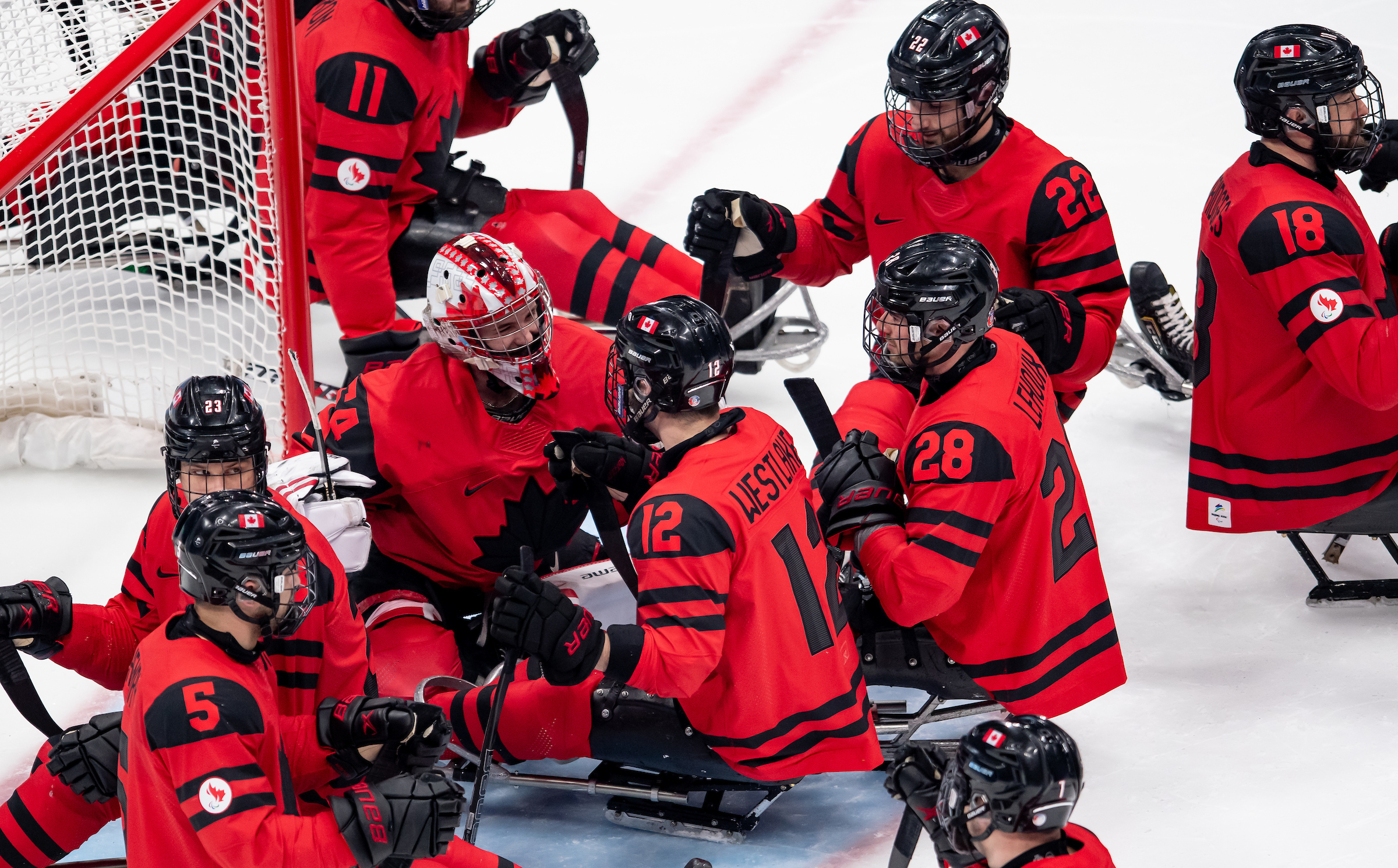 Greg Westlake, Adam Kingsmill, Antoine Lehoux, Tyrone Henry, Garrett Riley, Beijing 2022 - Para Ice Hockey