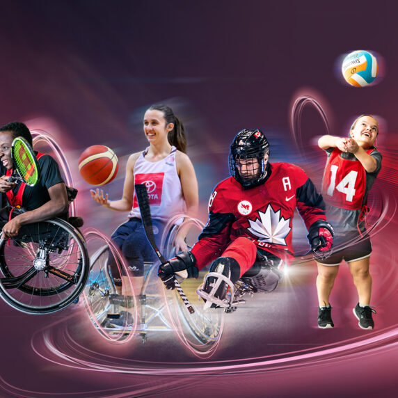 Athletes against a colourful background for the purpose of describing the PFC's IGNITE Campaign