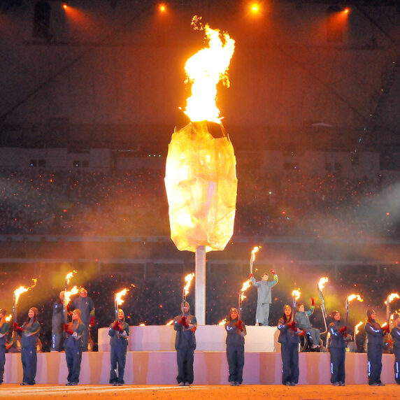 Paralympic flame at the opening ceremonies in Vancouver