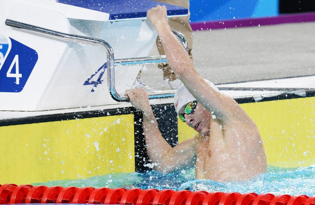 Nicholas Bennett ready for his race in the pool.