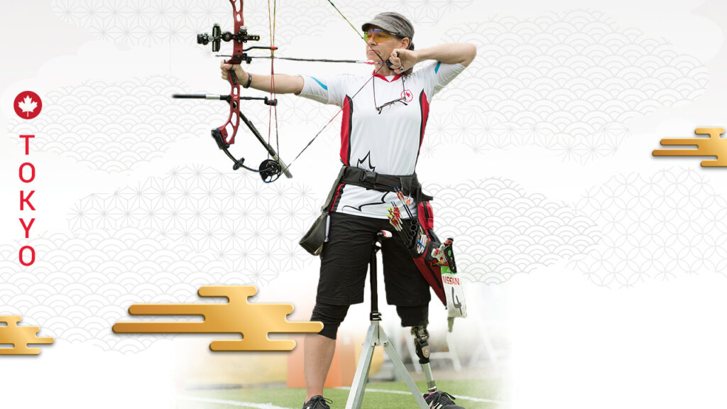 Para archer Karen Van Nest getting ready to shoot the target