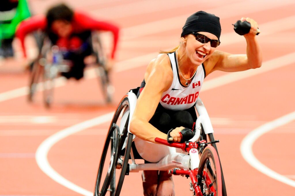 Michelle Stilwell competes in the 200m T52 Final at the London 2012 Paralympic Games.
