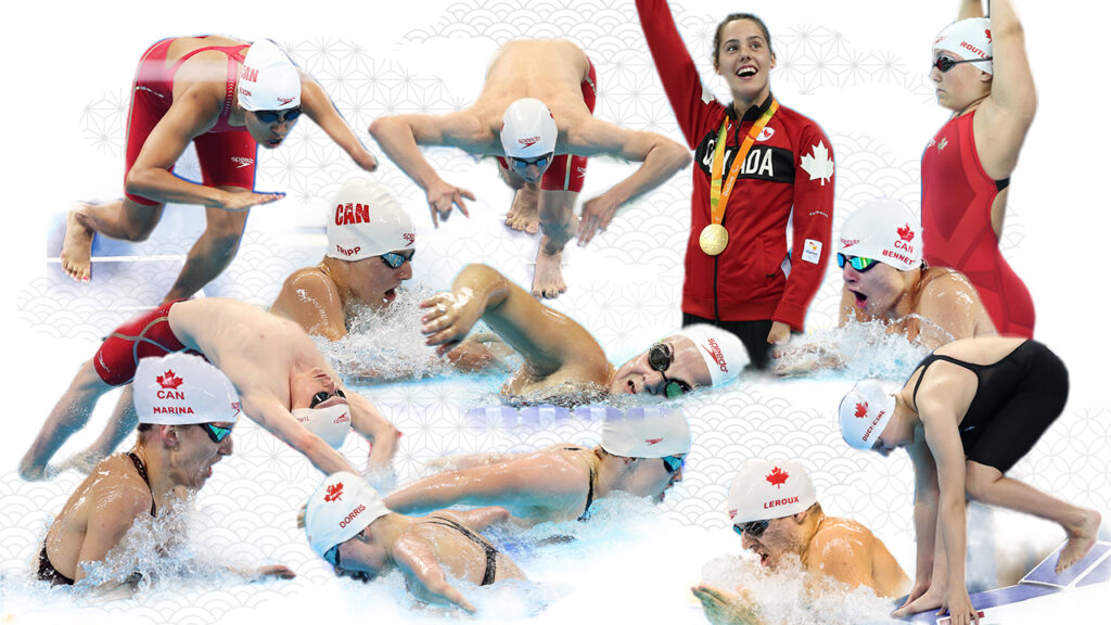 A collage of Para swimmers who have been to the Tokyo 2020 Canadian Paralympic Team