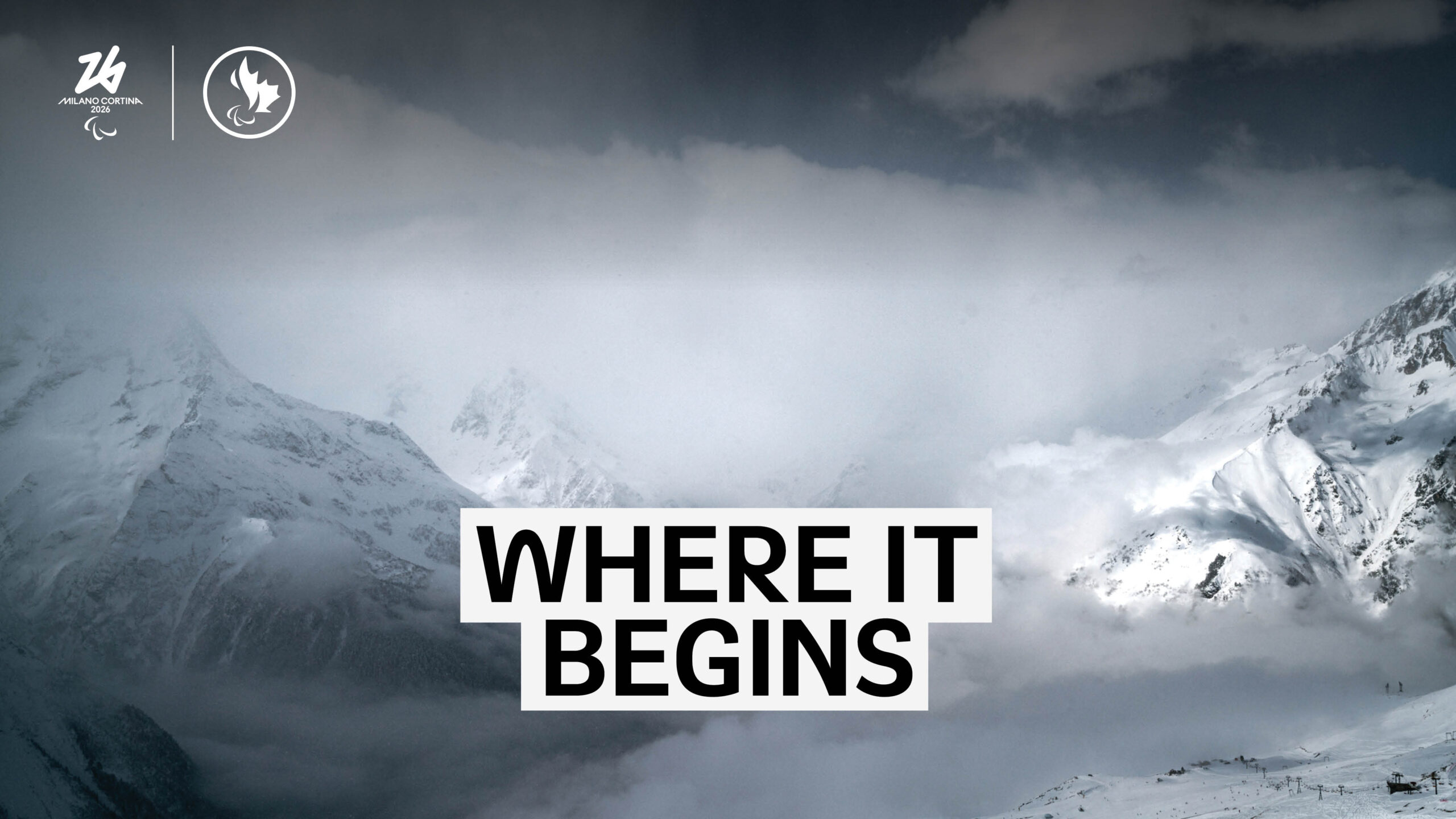 An image of snowy mountains with text that says Where It Begins