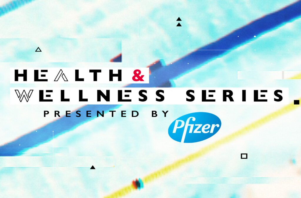 Health and Wellness Series text over blurred lanes in a pool