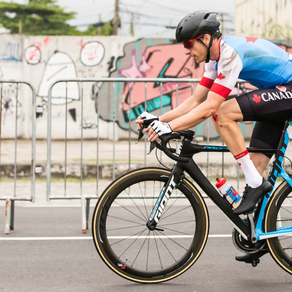 Image of Tristen Chernove on his road bike from Rio 2016