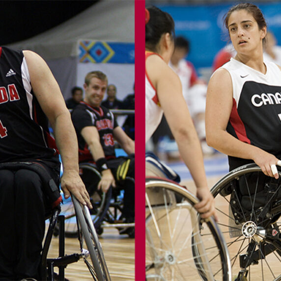 Dave and Sabrina Durepos playing Wheelchair Basketball
