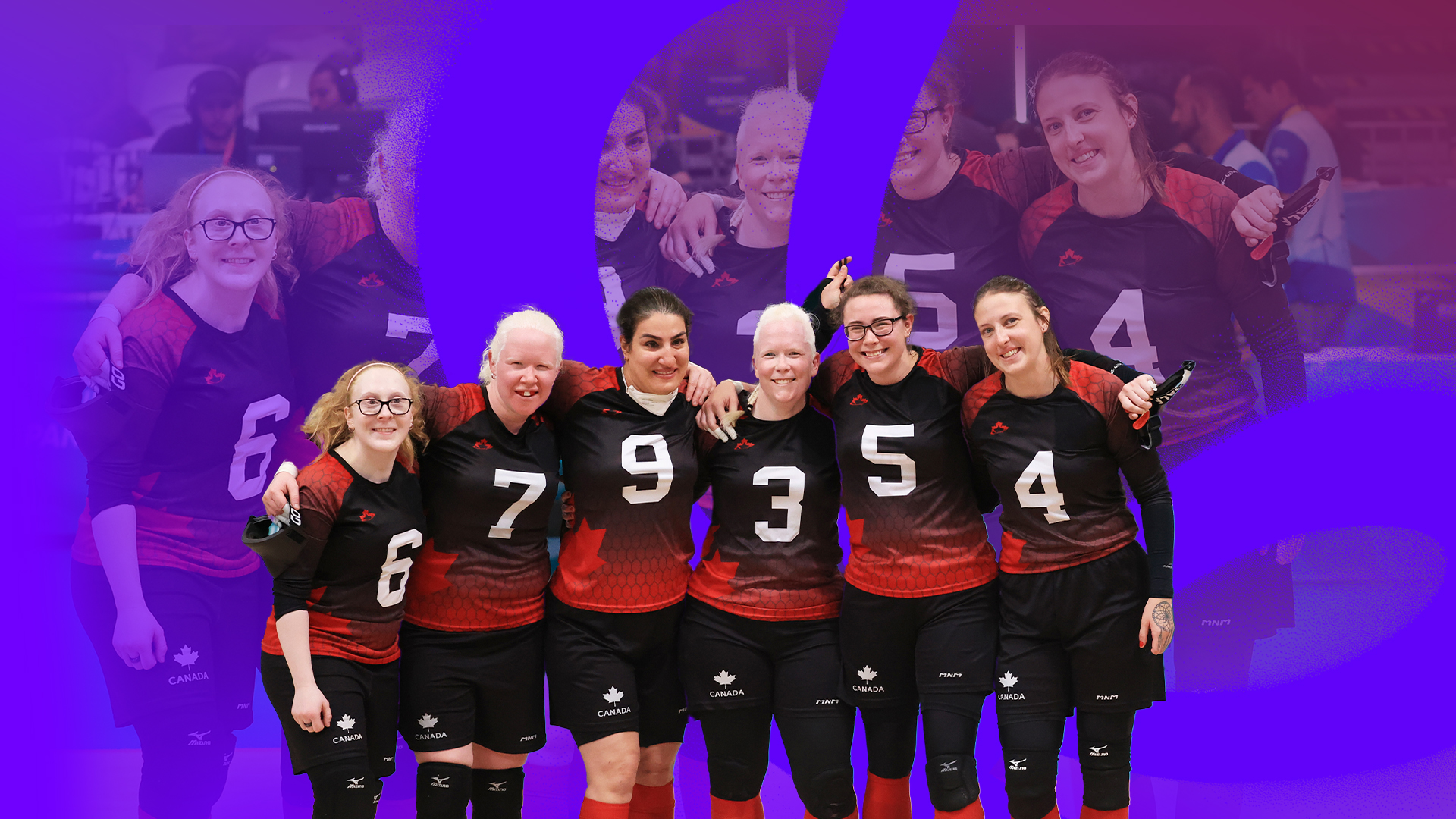 Graphic image of the Canadian Women's Goalball Team from the Santiago 2023 Parapan American Games who will be representing Canada at the Paris 2024 Paralympics.
