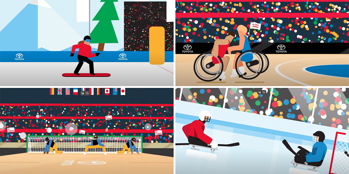 Animation images from the Toyota Canada videos explaining Paralympic sports.