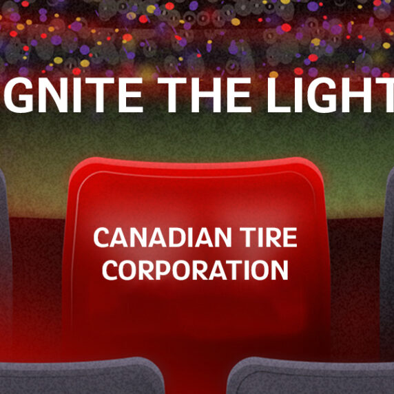 An IGNITE The Light virtual seat graphic that reads "Canadian Tire Corporation" on the virtual seat.