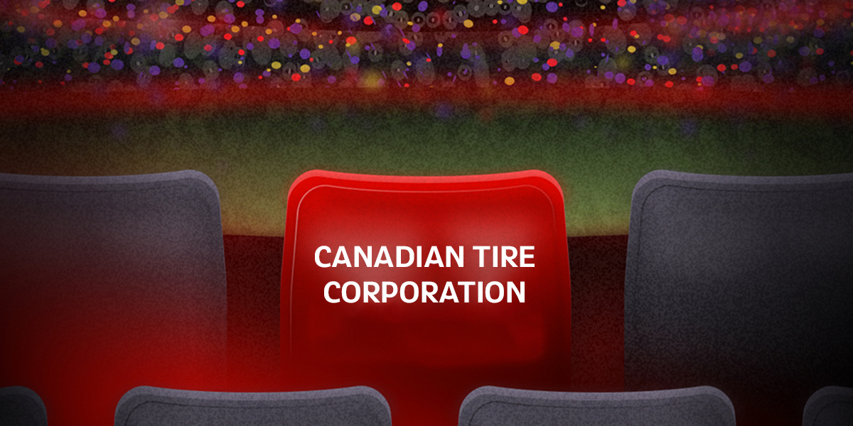 An IGNITE The Light virtual seat graphic that reads "Canadian Tire Corporation" on the virtual seat.