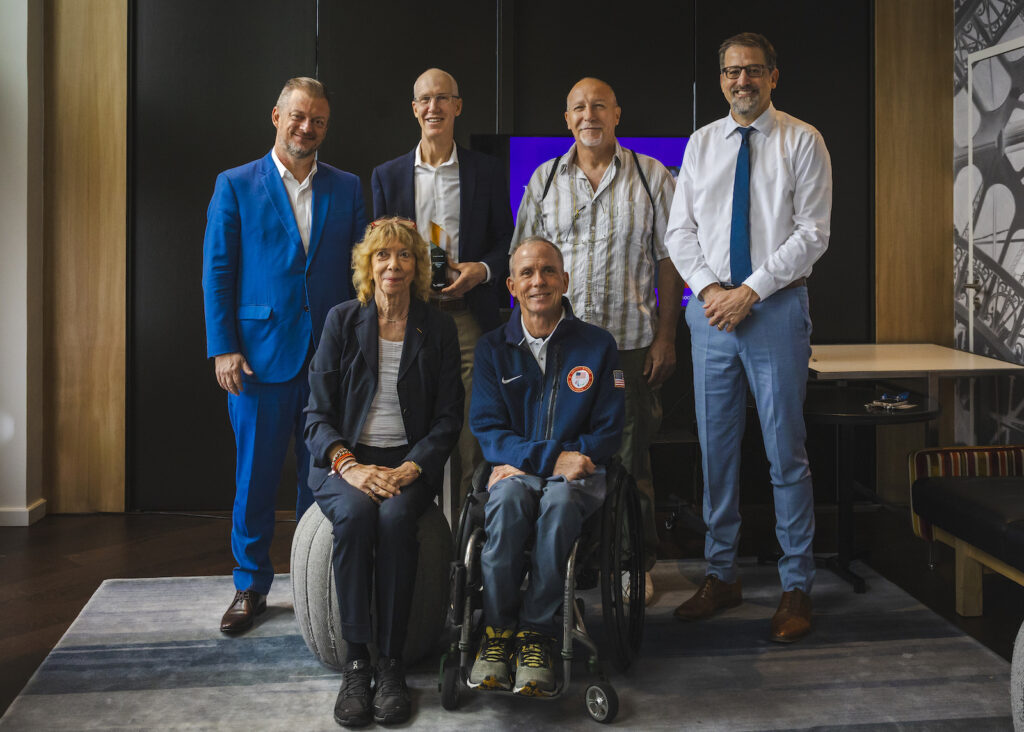 David Howe receiving the IPC Scientific Award at the Paris 2024 Paralympic Games