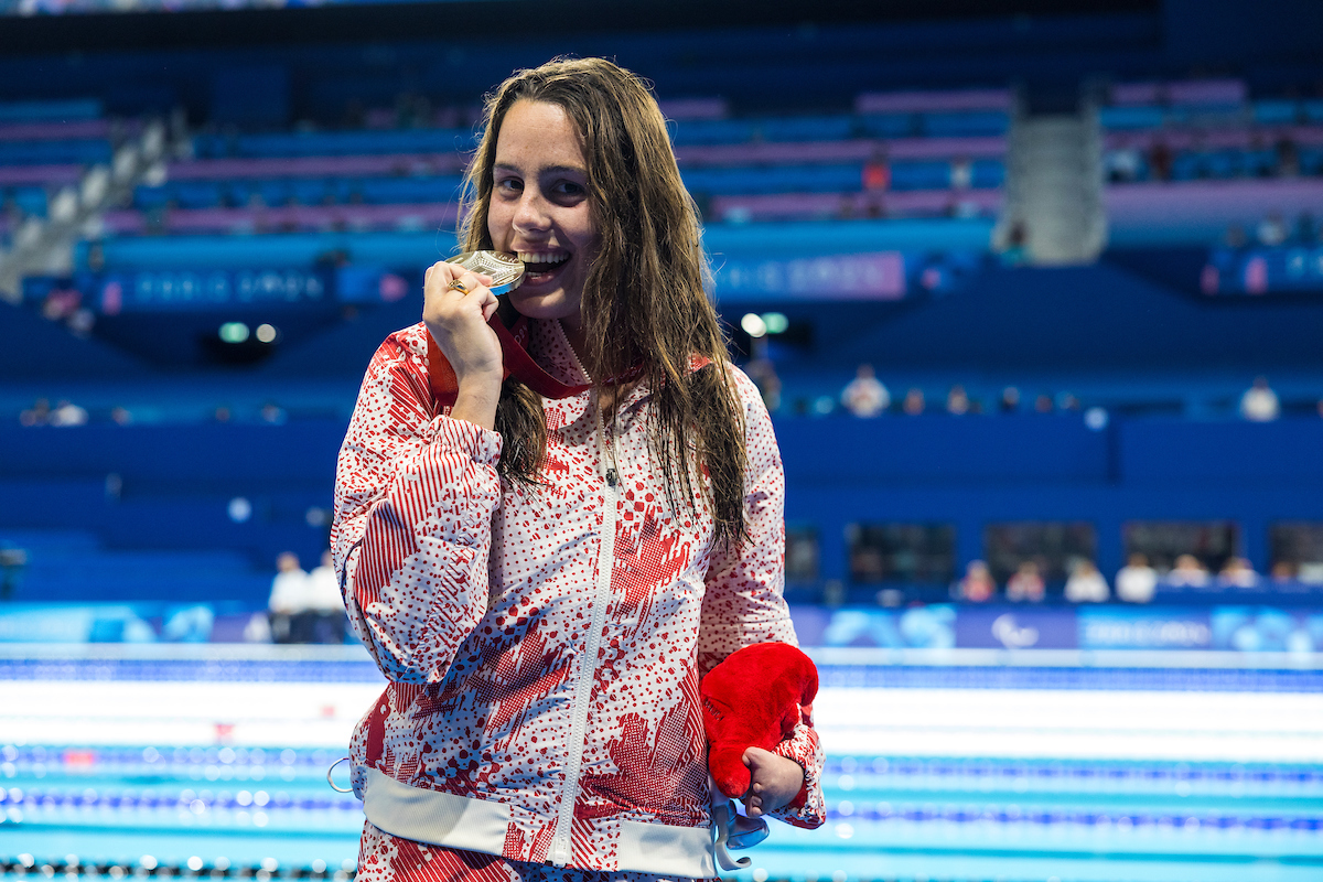 Aurelie Rivard wins the Silver Medal in the 100M Freestyle S10