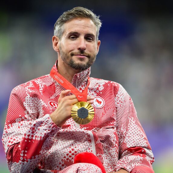 Cody Fournie at his gold medal ceremony