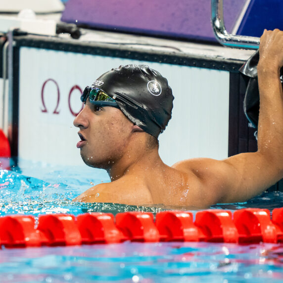 Sebastian Massabie in the pool after his race.