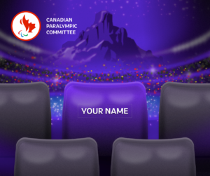 Graphic of a virtual seat with "your name" written on the seat